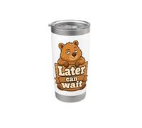 Later Can Wait Quokka Humour Gobelet isotherme en acier inoxydable double paroi
