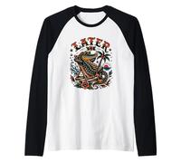 Later Gator Fun Tattoo Style Alligator Lover Summer Beach Manche Raglan