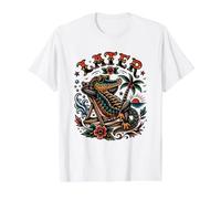 Later Gator Fun Tattoo Style Alligator Lover Summer Beach T-Shirt Graphique avec Valeur, Homme, Blanc, L
