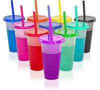 LATERN 10 Pièces Tasses À Couleurs Changeantes avec Couvercles et Pailles, 710ml Gobelets en Plastique Réutilisables Tasse À Boire pour Enfants Mignons Tasses de Voyage en Vrac de Fête (10 Couleurs)