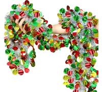 LATERN 10M Argent Guirlande de Noël avec Boules Rouge Verte Doré, Guirlande Métallique Scintillante Guirlandes Épaisse Brillante pour Sapin de Noël Hiver Mariage Anniversaire Vacances Fête Décoration