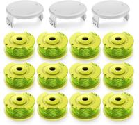 LATERN 12 Pièces Bobines Fil pour Coupe Bordures Ryobi (AC80RL3) avec 3 Pièces Capuchons, 42m Fil de Rechange Reflex à Alimentation Automatique pour Coupe-Bordures sans Fil Ryobi 18V, 24V et 40V
