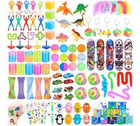 LATERN 120 Pièces Jouets de Fête Anniversaire pour Enfants Garçons Filles, 20 Styles Cadeaux de Fête Colorés avec Sphères Ressorts Boules Mains Collantes Avions Dinosaures Cubes Autocollants