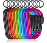 LATERN 20 Pièces Clips de Mousqueton Verrouillables, 8CM Anneau en D en Aluminium Porte-clés Clips Mousqueton de Sécurité Verrouillable avec 20 Pièces Porte-clés pour Camping Randonnée Sac à Dos