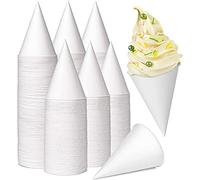 LATERN 200 Pièces Tasses à Cône en Papier, 130ml Tasse de Cône de Neige Gobelets en Papier Étanches pour Slush Crème Glacée Rasée Sorbet Eau - pour Distributeur Bureau Maison Mariage Fête (Blanc)