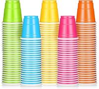 LATERN 200 Pièces Verres à Shot Multicolores, 60ml Gobelets à Liqueur de Dégustation D'Échantillons de Gelée Réutilisables en Plastique pour Anniversaire Mariage Noël Evêque Fête (5 x 5cm, 5 Couleurs)