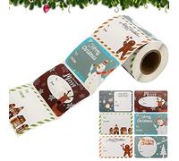 LATERN 250 Pièces Étiquettes Autocollantes De Noël, 6 Couleurs Autocollants D'étiquettes-cadeaux Auto-adhésifs Étiquettes De Nom Présenter Des étiquettes Stickers De Bonhomme Neige Renne (8cm x 5cm)