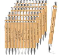 LATERN 30 Pièces Stylos à Bille Inspirants, 14CM Motivation Citations Stylo en Bambou Stylos Rétractables à Encre Noire pour Femmes Hommes Patrons Bureau Fournitures Cadeaux (10 Styles Positifs)