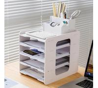 LATERN 5 Niveaux Organisateur de Bac À Courrier, Bac de Classement en Papier A4 Détenteur de Document de Fichier Organisateur de Bureau avec Porte-Stylos pour Maison Bureau École Bureau Organiser