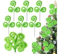 LATERN 6 Pièces Pointes de Sapin de Noël, 43CM Vert Fourrure Cimes de Sapin de Noël Bouclées Décoration Pics de Sapin de Noëls pour Cime de Sapin Couronne Remplissage de Vase Maison Fête Décoration