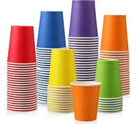 LATERN 60 Pièces Gobelets en Papier Jetables, 250ml Gobelets Multicolores Tasses de Fête Bricolage Gobelets Biodégradables et Compostables pour Fête de D'Anniversaire Mariage Vacances (6 Couleurs)
