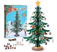 LATERN Calendrier de L'avent de Noël 2025, 24 Jours Calendrier de Compte à Rebours de Noël avec Sapin de Noël en Bois et 36 Décorations pour Enfants Cadeaux de Noël Décoration de Fêtes