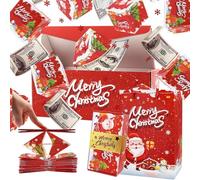 LATERN Explosion Boîte Cadeau Surprise de Noël pour Argent, 15 Pièces Boîte Cadeau Enveloppe Pliage Rebond Boîtes Cadeaus Pop-Up de D'argent avec Confetti pour Noël Anniversaire Saint-Valentin (Rouge)