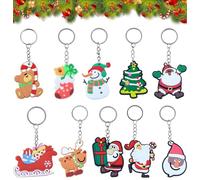 LATERN Lot de 100 porte-clés de Noël, 10 styles de dessins animés, chaussettes d'arbre de Noël, bonhomme de neige, porte-clés pour cadeaux de Noël, bonbonnières pour fêtes de décoration
