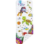 LATERN Tapis de Baignoire pour Enfant, 100CM x 40CM Tapis de Baignoire Extra Long Tapis de Douche Antidérapant avec Ventouses et Drainage Trous pour Bain Mouillé Sol - Lavable en Machine (Explorateur)