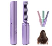 Latest Hairdressing Comb, Portable Hair Straightener Cordless, Rechargeable Mini Hair Straightener, 2-In-1Hairdressing Combs, for Less Frizz, Shines & Smooth (Purple)