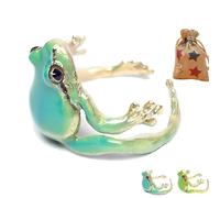 Latest-Tree Frog Ring, Open Frogs Shaped Delicate Frog Ring Jewelry, Creative Vintage Punk Style Frogs Shaped Ring Earrings, Adjustable Tree Frog Ring for Women Men (Blue)