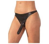 LATEX - culotte avec gode externe - noir (S-L)