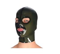 Latex Fetisch Männer Kapuze Sexy Handgefertigte Naturkautschukhaube Offene Augen Und Mund,Alles Schwarz,XL