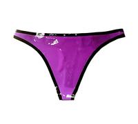 Latex naturel femmes slips violet et noir en caoutchouc serré string grande taille sur mesure culotte faite à la main, rouge et noir, XS