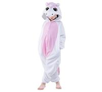 LATH.PIN Enfant Unisex Kigurumi Ensemble de Pyjama Licorne Combinaison de Nuit Halloween Noel Cosplay Costume Pyjama (Unicorn Rose, Etiquette 125 (Convenable 135-145cm))