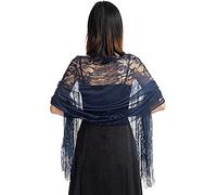 LATH.PIN Femme Étole Châle Écharpe en Dentelle Creuse Foulard Doux Enveloppes de Soirée pour Mariage Cérémonies Fêtes Mariée Bridemaids Cocktail Tenue de Soirée 180cm*70cm(Bleu)