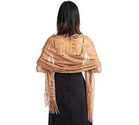 LATH.PIN Femme Étole Châle Écharpe en Dentelle Creuse Foulard Doux Enveloppes de Soirée pour Mariage Cérémonies Fêtes Mariée Bridemaids Cocktail Tenue de Soirée 180cm*70cm (Kaki)