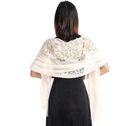 LATH.PIN Femme Étole Châle Écharpe en Dentelle Creuse Foulard Doux Enveloppes de Soirée pour Mariage Cérémonies Fêtes Mariée Bridemaids Cocktail Tenue de Soirée 180cm*70cm (Beige)