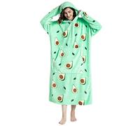 LATH.PIN Flannel Hoodie Couverture Panda Chaude Adulte Unisexe Sweatshirt Sweat à Capuche Surdimensionnée Automne Hiver Garder au Chaud Couverture TV (Vert, Taiile Unique)