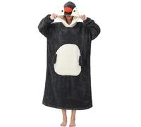 LATH.PIN Flannel Hoodie Couverture Panda Chaude Adulte Unisexe Sweatshirt Sweat à Capuche Surdimensionnée Automne Hiver Garder au Chaud Couverture TV