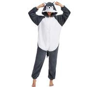 LATH.PIN Pyjama une pièce pour femme - Costume d'animal - Unisexe - Confortable - Pour cosplay, carnaval, Noël, Halloween, Loup., M