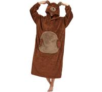 LATH.PIN Sweat à capuche Couverture portable allongée surdimensionnée Pull surdimensionné Portable Couverture à capuche confortable avec manches et énormes poches pour adultes Unisexe, Ours marron