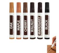 Lathurna Lot de 6 marqueurs de réparation pour bois, kit de restauration pour meubles, planchers et cadres, 6 couleurs pour retouches sur rayures et imperfections, séchage rapide, facile à utiliser