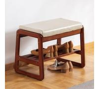 latifolia Banc à chaussures d'entrée en bois massif avec coussin, organiseur de chaussures à 2 niveaux pour couloir, salon (gris, 55 cm L)