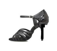 Latin Dance Shoes for Women High Heeled Sandals Ballroom Tango Salsa Swing Performance Buckle Strap Mary Jane Pumps Party&Casual(Black-9cm Heel,35)