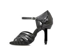 Latin Dance Shoes for Women High Heeled Sandals Ballroom Tango Salsa Swing Performance Buckle Strap Mary Jane Pumps Party&Casual(Black-5cm Heel,38)
