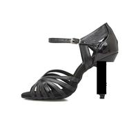Latin Dance Shoes for Women High Heeled Sandals Ballroom Tango Salsa Swing Performance Buckle Strap Mary Jane Pumps Party&Casual(Black-8.5cm Heel,36)