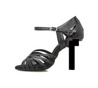 Latin Dance Shoes for Women High Heeled Sandals Ballroom Tango Salsa Swing Performance Buckle Strap Mary Jane Pumps Party&Casual(Black-7.5cm Heel,42)