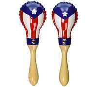 Latin Percussion, Maracas Mini Rawhide, Paire de Maracas mini en cuir 5 3/4" Motif Puerto Rican Flag, LP285-PR
