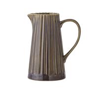 Latina Pichet à eau en faïence 1,2 l, avec lignes verticales, élégante carafe en céramique avec poignée, théière de qualité supérieure pour eau, jus et lait, passe au lave-vaisselle et design unique