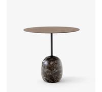&Tradition Table d'appoint Lato - Ø40 cm - Lacquered Walnut & Emparador Marble