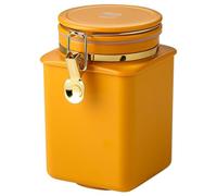 LatoYard Bocal de rangement hermétique pour grains de café avec couvercle hermétique pour mouls, céréales, épices, collations, boîte de cuisine empilable, 17 x 10 x 10 cm, jaune et bleu