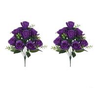 LatoYard Bouquet de fleurs artificielles en soie avec 12 têtes réalistes, 42 cm, pour centres de table de mariage, décoration de salon et loisirs créatifs, blanc