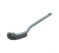 LatoYard Brosse de nettoyage WC en plastique avec manche long et tête incurvée pour nettoyer les bords et les coins, gris/blanc