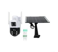 LatoYard Caméra de sécurité solaire sans fil 4G PTZ 4 MP double objectif avec détecteur de mouvement audio bidirectionnel, alarme sans frais mensuels pour la surveillance des biens (caméra WiFi)