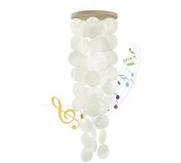 LatoYard Capiz Carillon éolien en forme de coquillage 71,1 cm, fabriqué à la main, décoration de jardin de style plage étanche, décoration à suspendre pour la maison, la cour (blanc)