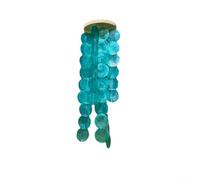 LatoYard Capiz Carillon éolien en forme de coquillage 71,1 cm, fabriqué à la main, décoration de jardin de style plage, décoration de jardin imperméable à suspendre pour la maison, la cour (bleu paon)