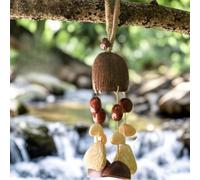 LatoYard Carillon à vent rustique en bois avec coquillages pour intérieur | Carillon éolien en bois naturel et coquillage de noix 30 cm style bohème pour jardin, balcon, relaxation
