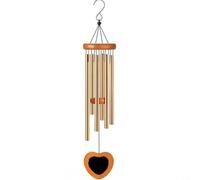 LatoYard Carillon éolien d'extérieur en aluminium de 64 cm, commémoratif de condoléances pour maman avec attrape-cœur, décoration de jardin pour terrasse (32 cœurs dorés)