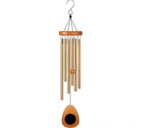 LatoYard Carillon éolien d'extérieur en aluminium de 64 cm, commémoratif de condoléances pour maman avec attrape-cœur, décoration de jardin pour terrasse (32 gouttes dorées)
